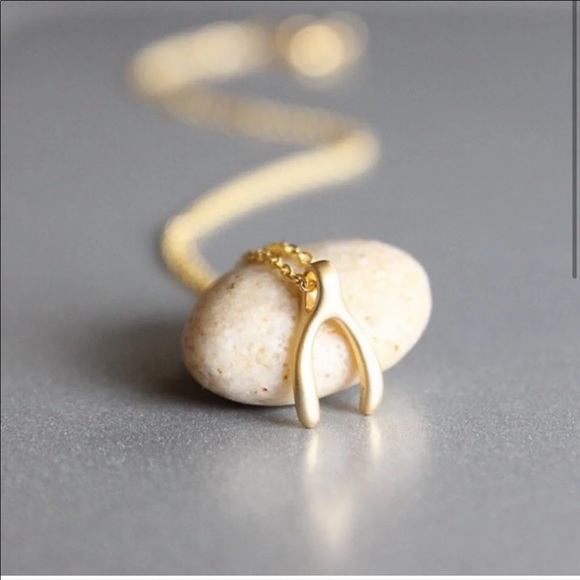 NWT Wishbone Dainty Pendant Necklace Gold - Picture 5 of 6